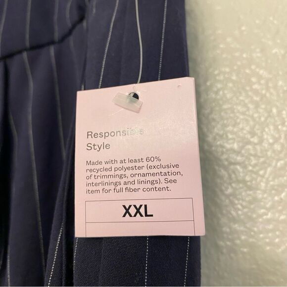 Wild Fable High-Rise Wide Leg Boxer slacks pants Trouser Navy Blue Pinstripe XXL - Picture 11 of 12